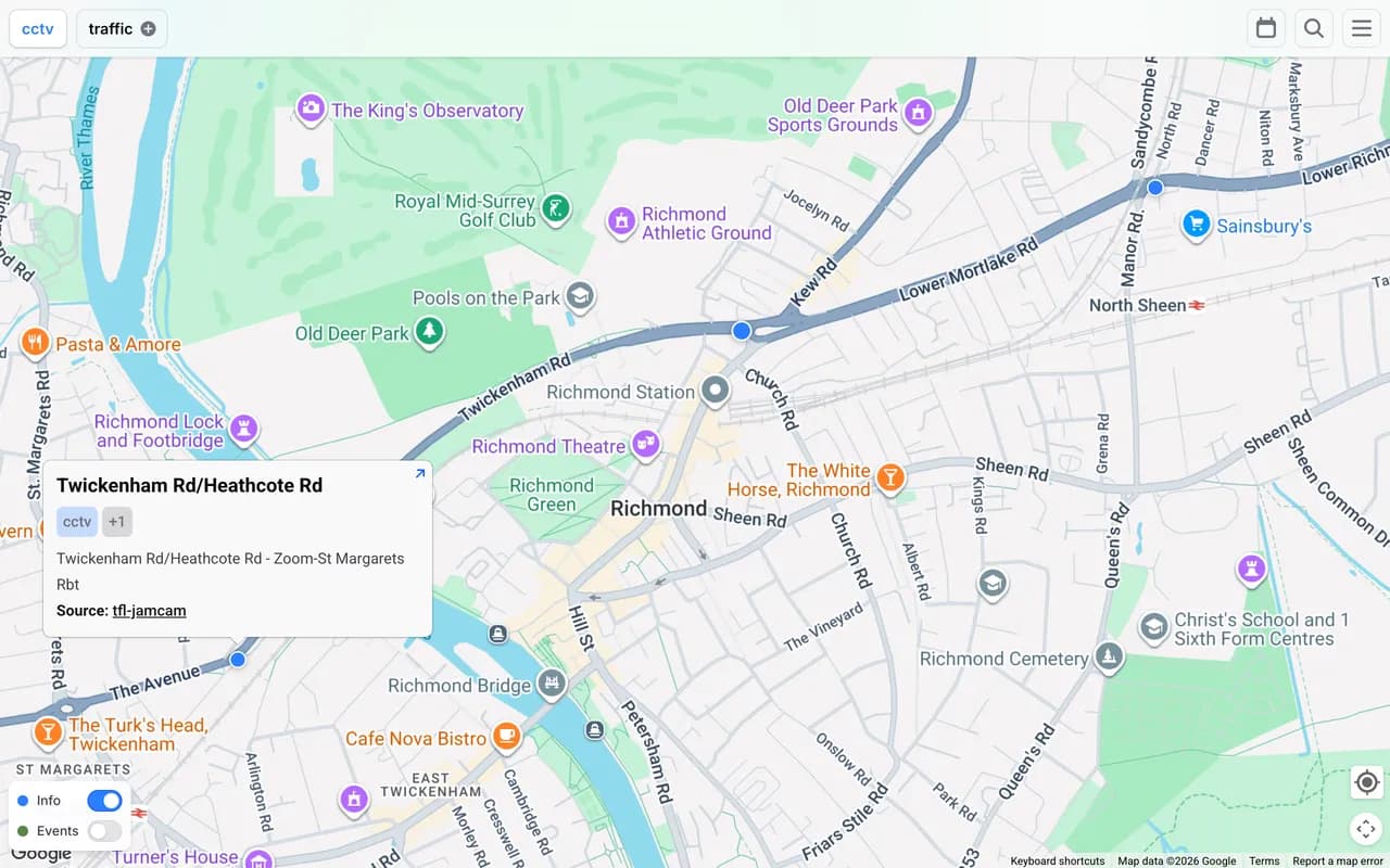 The Trupin map over Richmond showing the local cameras layer.
