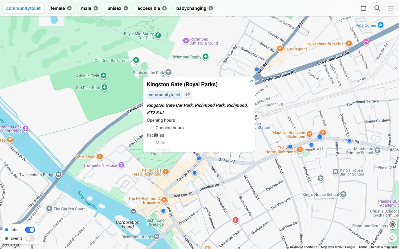 The Trupin map over Richmond showing the community toilets layer.